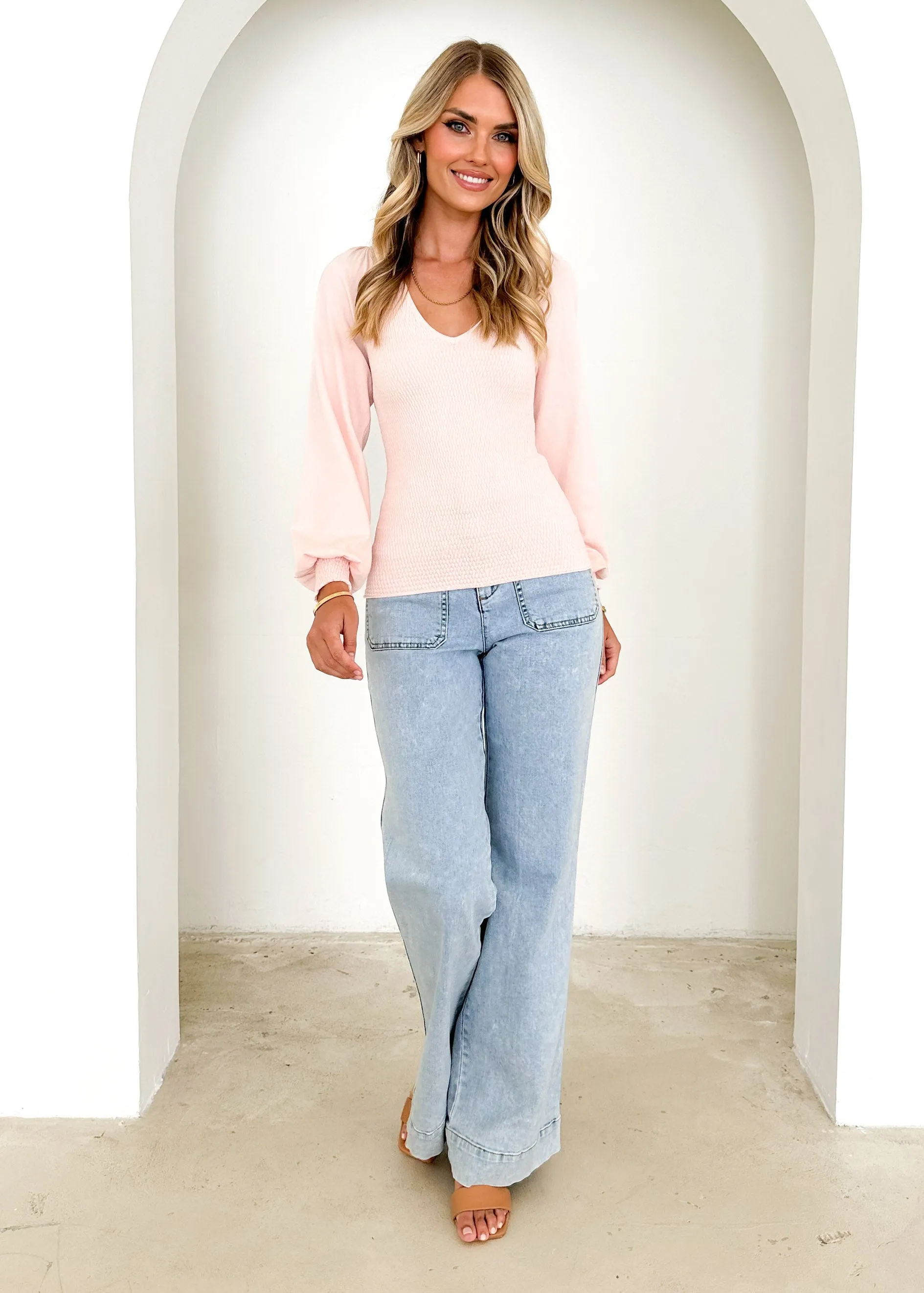 Delvie Knit Top - Blush