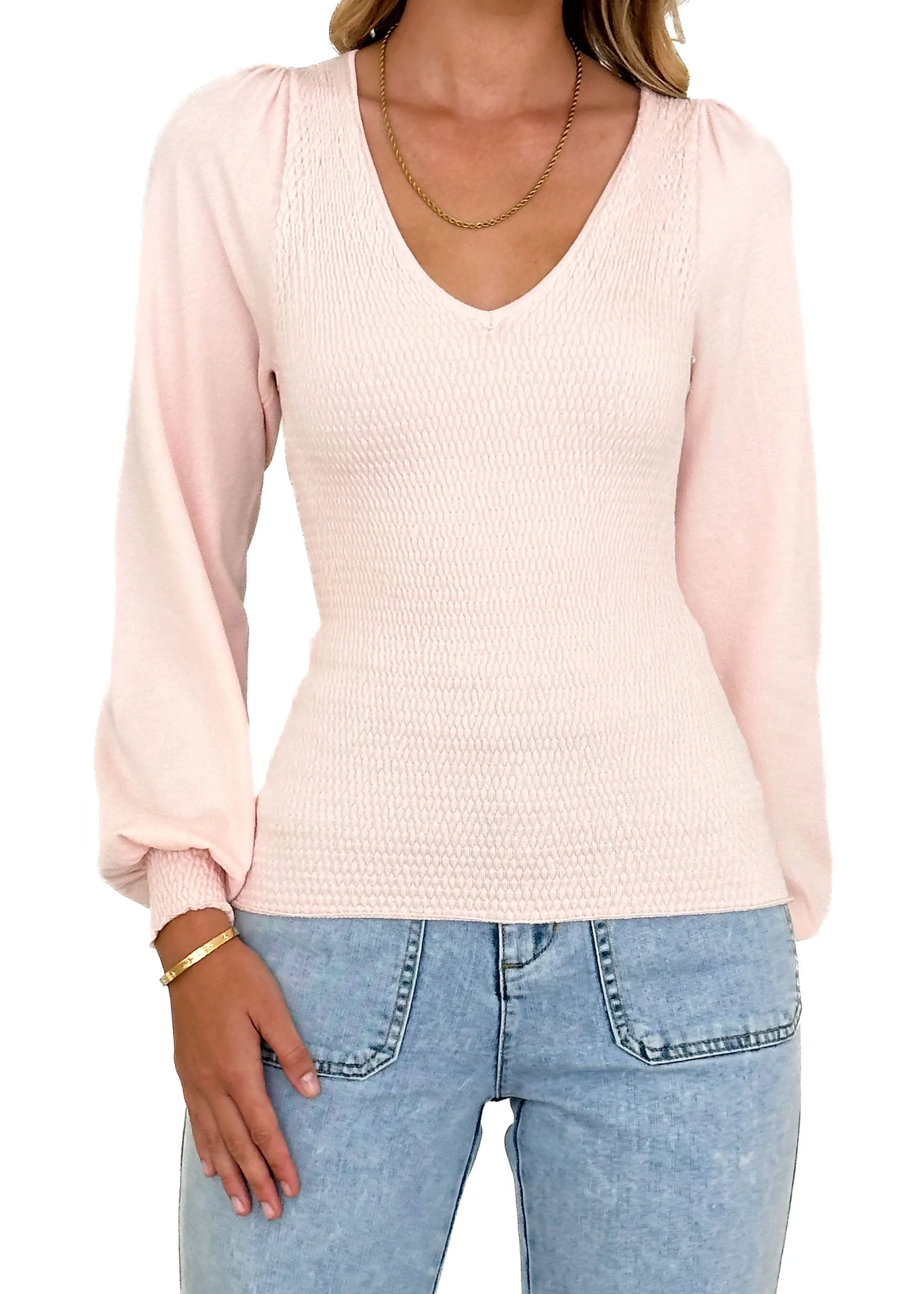 Delvie Knit Top - Blush