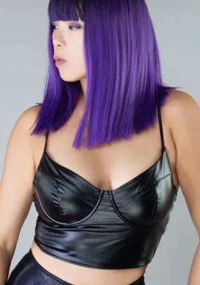 Disturbia Black Faux Leather Bustier Top