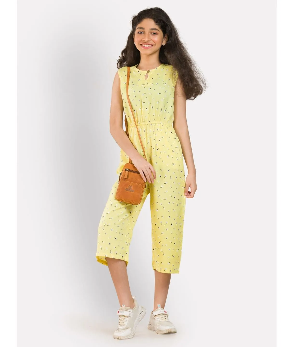 Elasticated Key-hole Jumpsuit for Girls