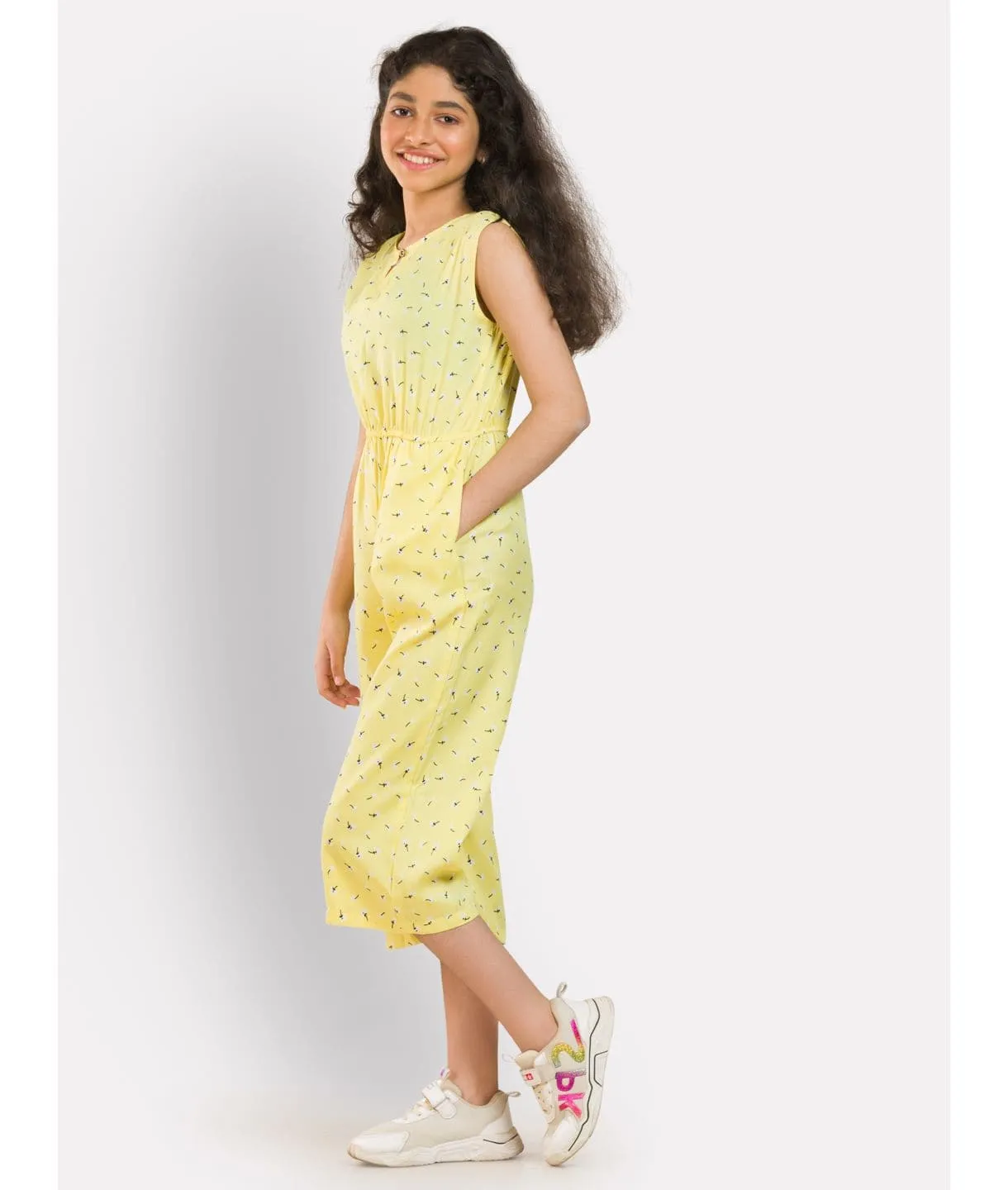 Elasticated Key-hole Jumpsuit for Girls