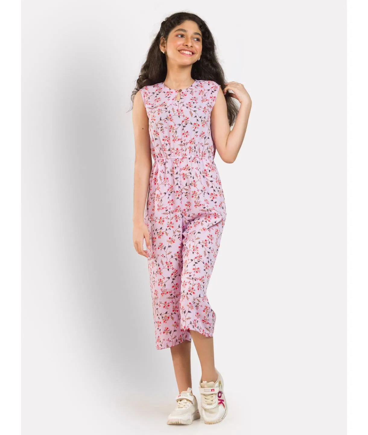 Elasticated Key-hole Jumpsuit for Girls