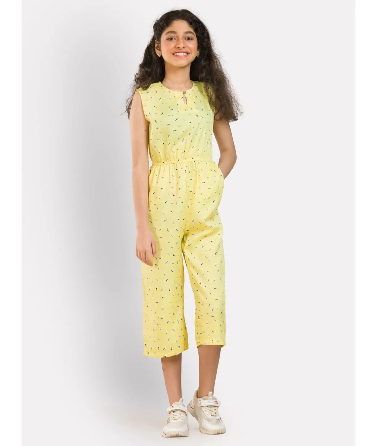 Elasticated Key-hole Jumpsuit for Girls