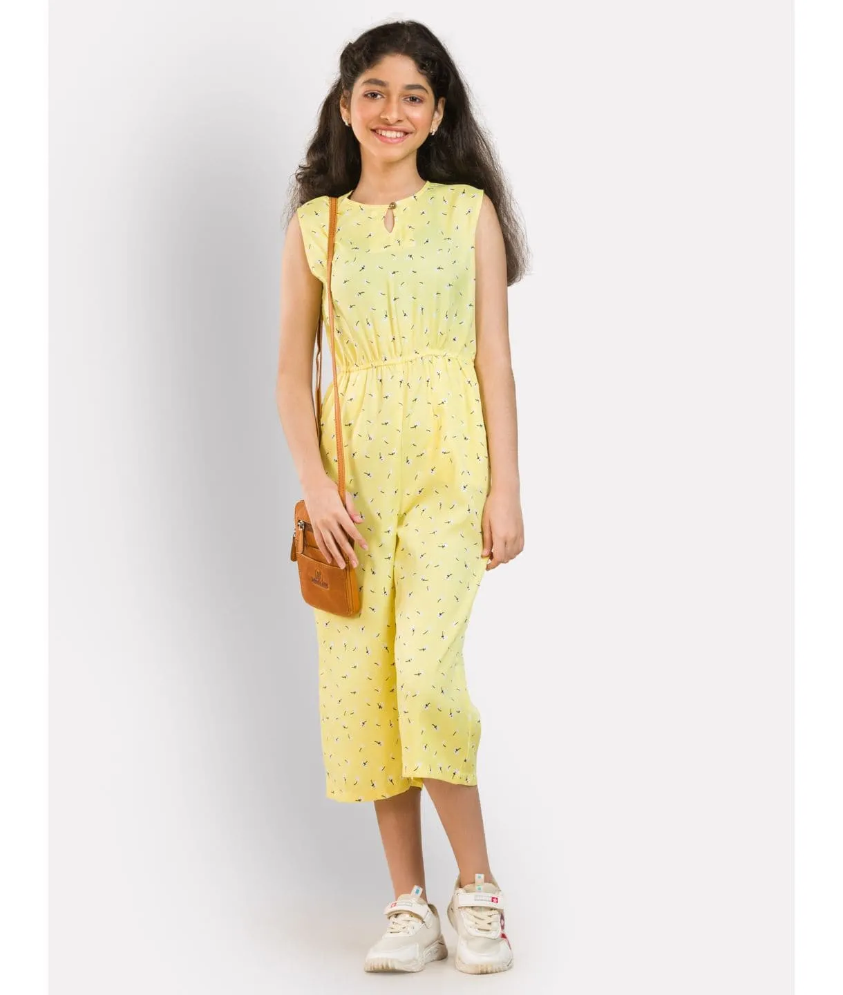 Elasticated Key-hole Jumpsuit for Girls