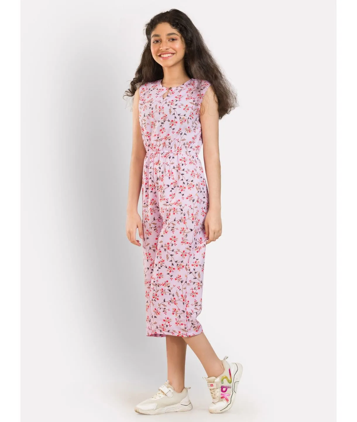 Elasticated Key-hole Jumpsuit for Girls