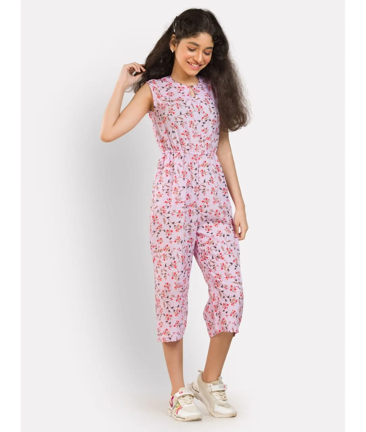 Elasticated Key-hole Jumpsuit for Girls