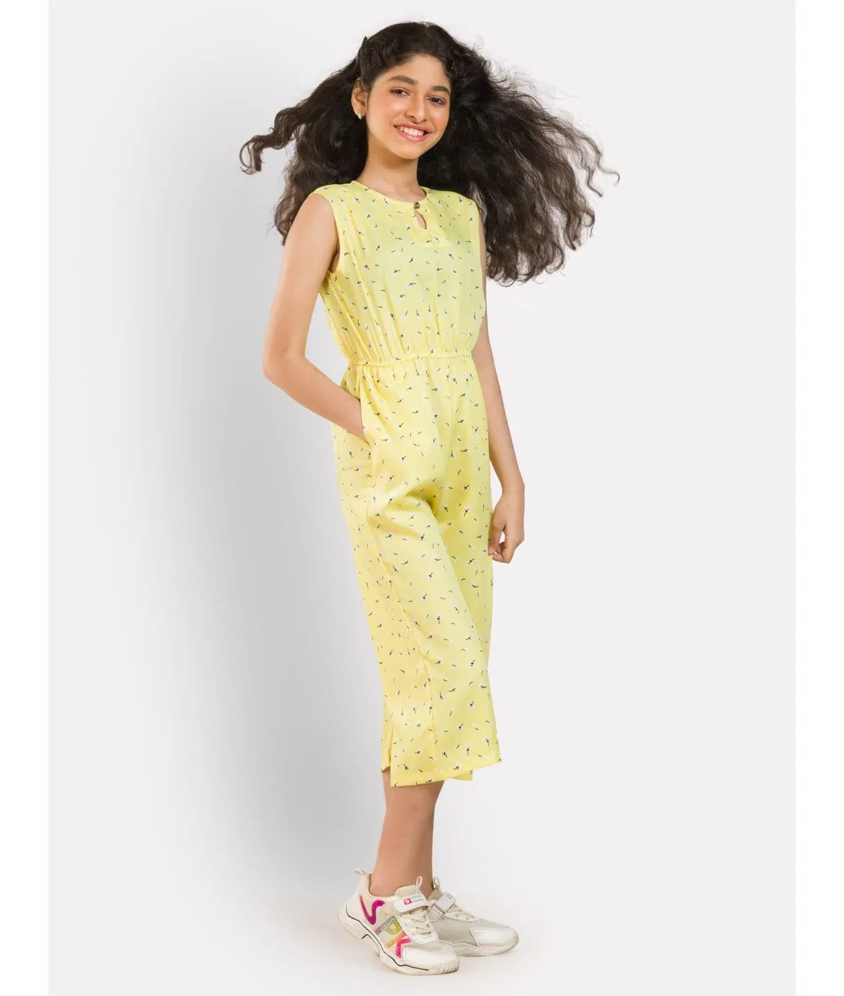 Elasticated Key-hole Jumpsuit for Girls