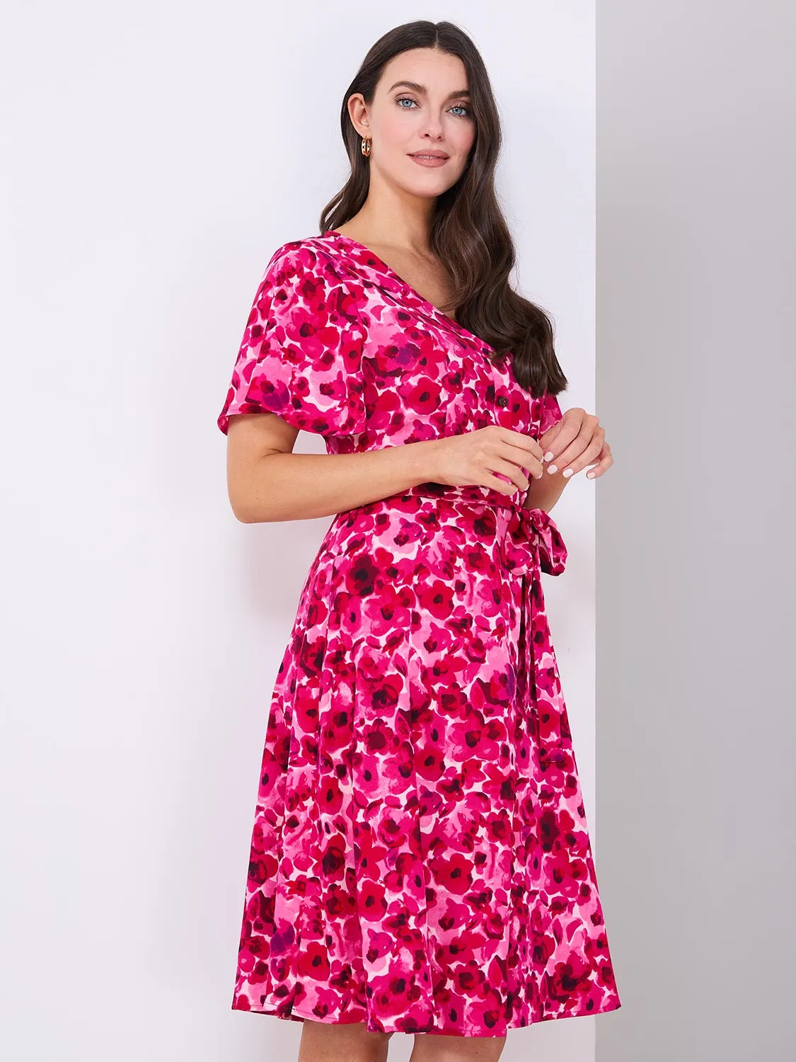 Floral Print V-Neck Fit & Flare Dress
