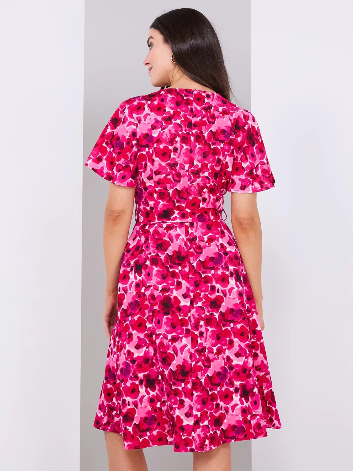 Floral Print V-Neck Fit & Flare Dress
