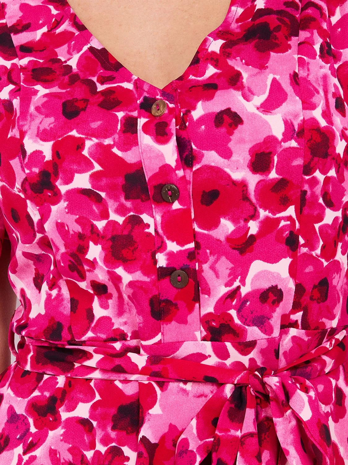 Floral Print V-Neck Fit & Flare Dress