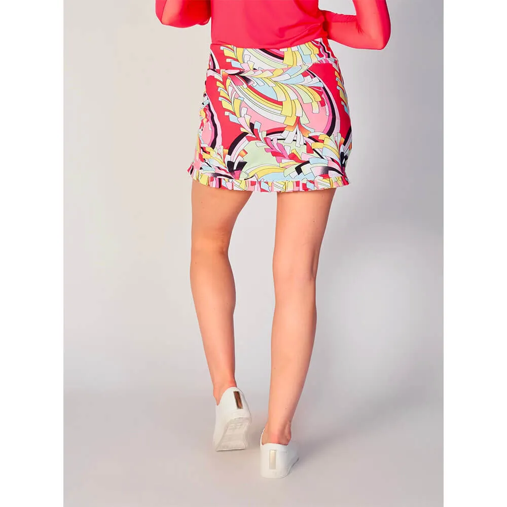 G Lifestyle 14 1/2-Inch Barths Ruffle Skort - Coral