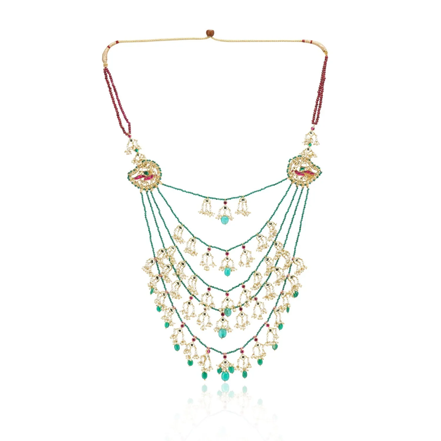 Gold Plated Sankrant Panch Lada Kundan Necklace Set