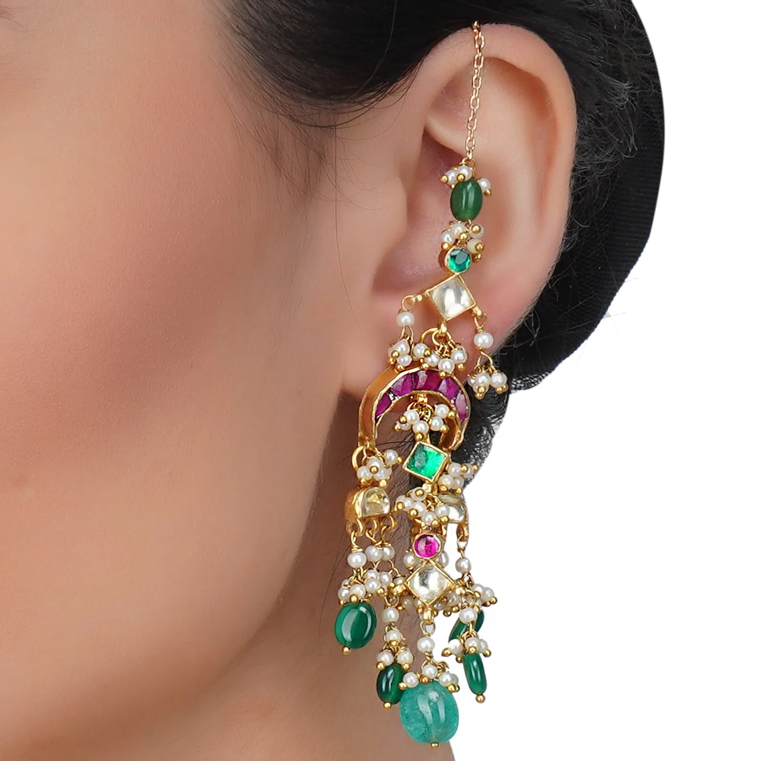 Gold Plated Sankrant Panch Lada Kundan Necklace Set