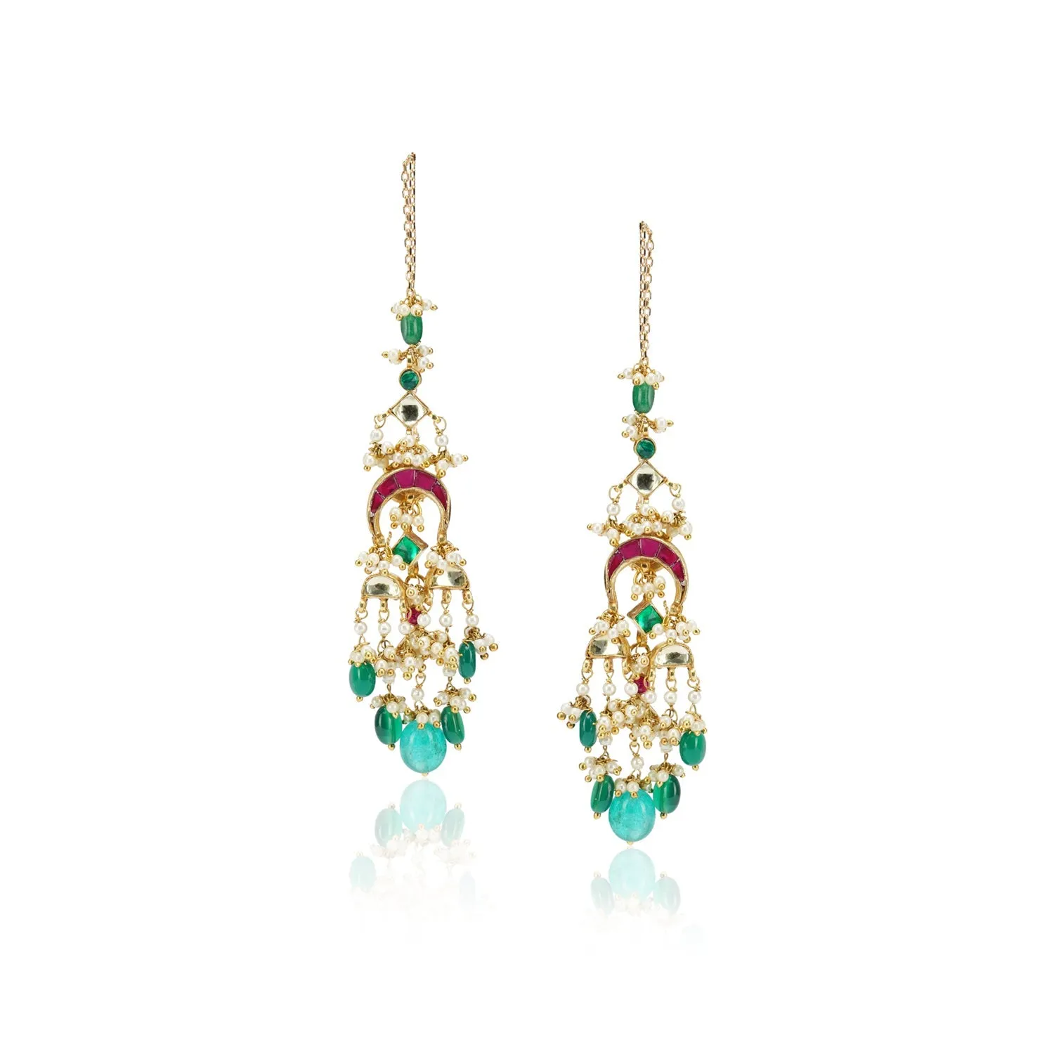Gold Plated Sankrant Panch Lada Kundan Necklace Set