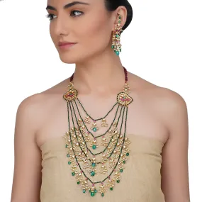 Gold Plated Sankrant Panch Lada Kundan Necklace Set