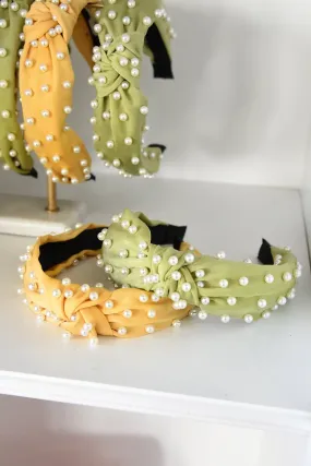 GREEN PEARL STUDDED HEADBAND