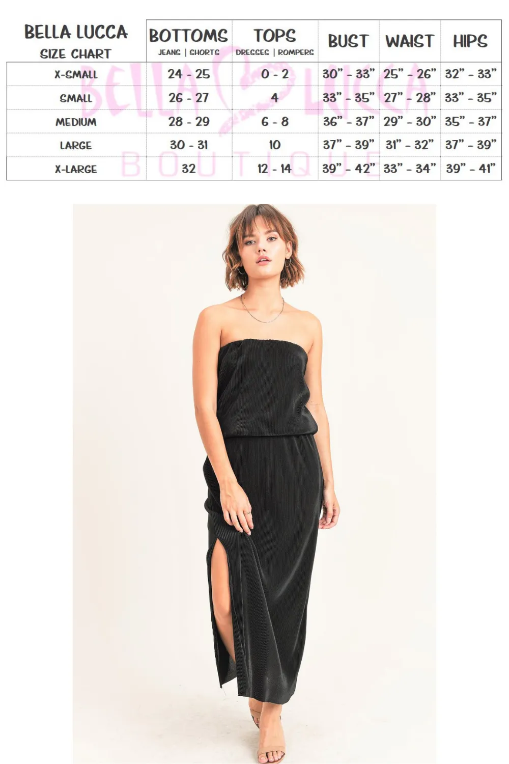 HEART ON FIRE STRAPLESS MAXI DRESS | BLACK