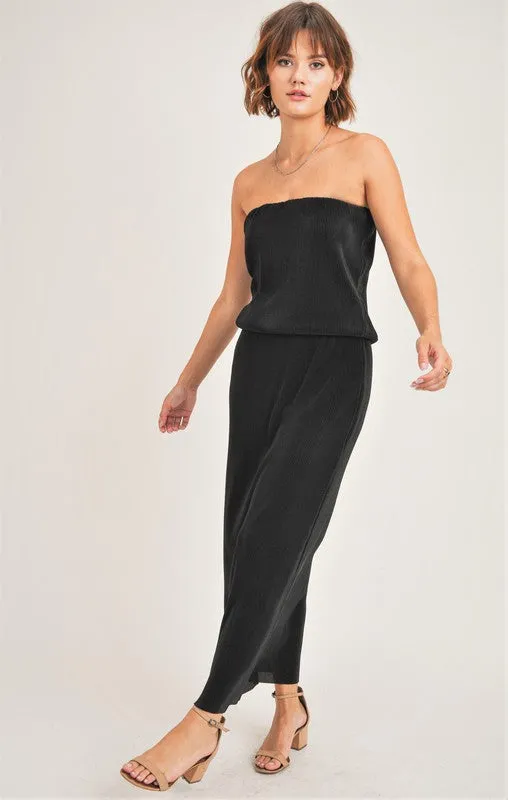 HEART ON FIRE STRAPLESS MAXI DRESS | BLACK