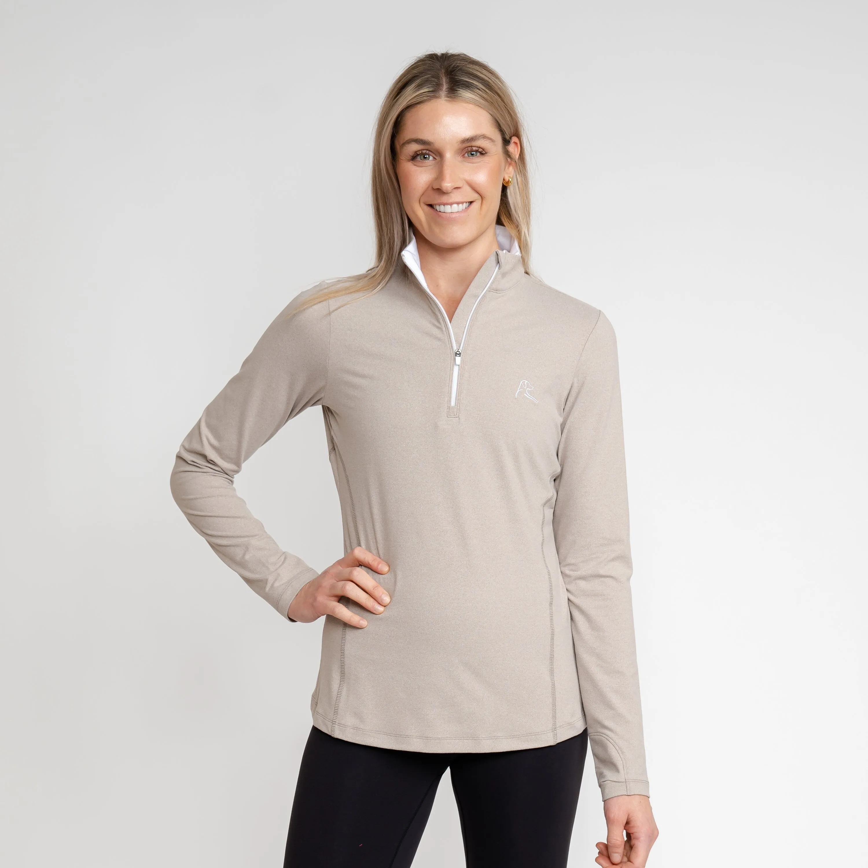 Heather Performance Q-Zip | Heather - Hazelnut/Lunar Grey