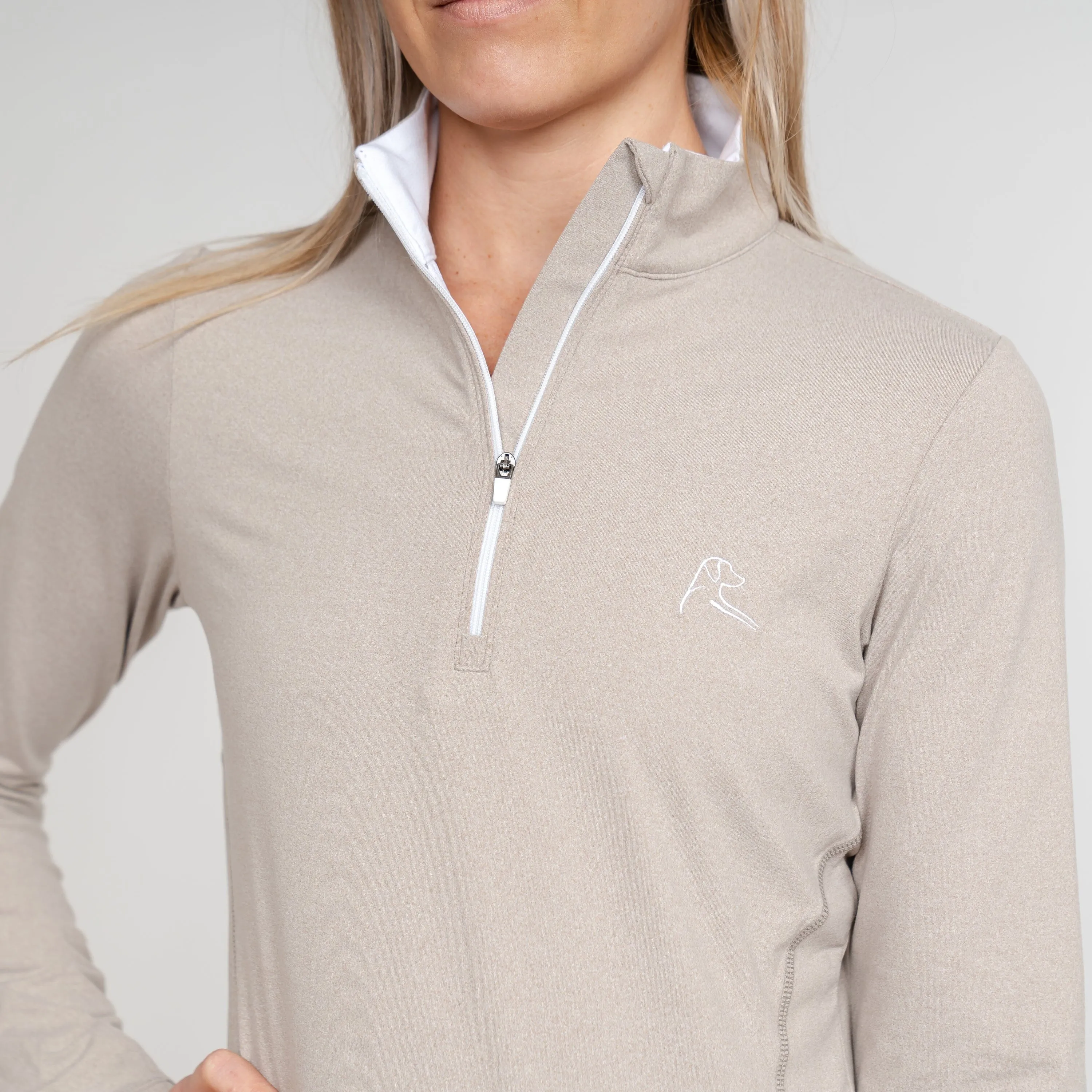 Heather Performance Q-Zip | Heather - Hazelnut/Lunar Grey