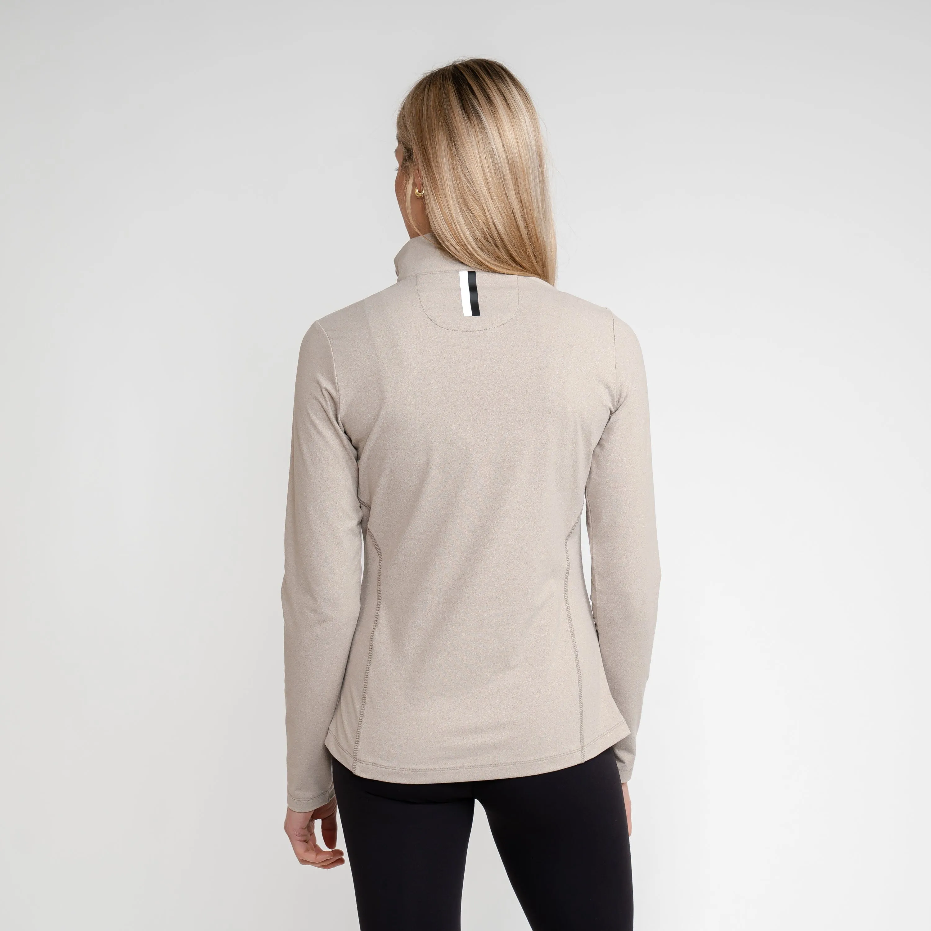 Heather Performance Q-Zip | Heather - Hazelnut/Lunar Grey