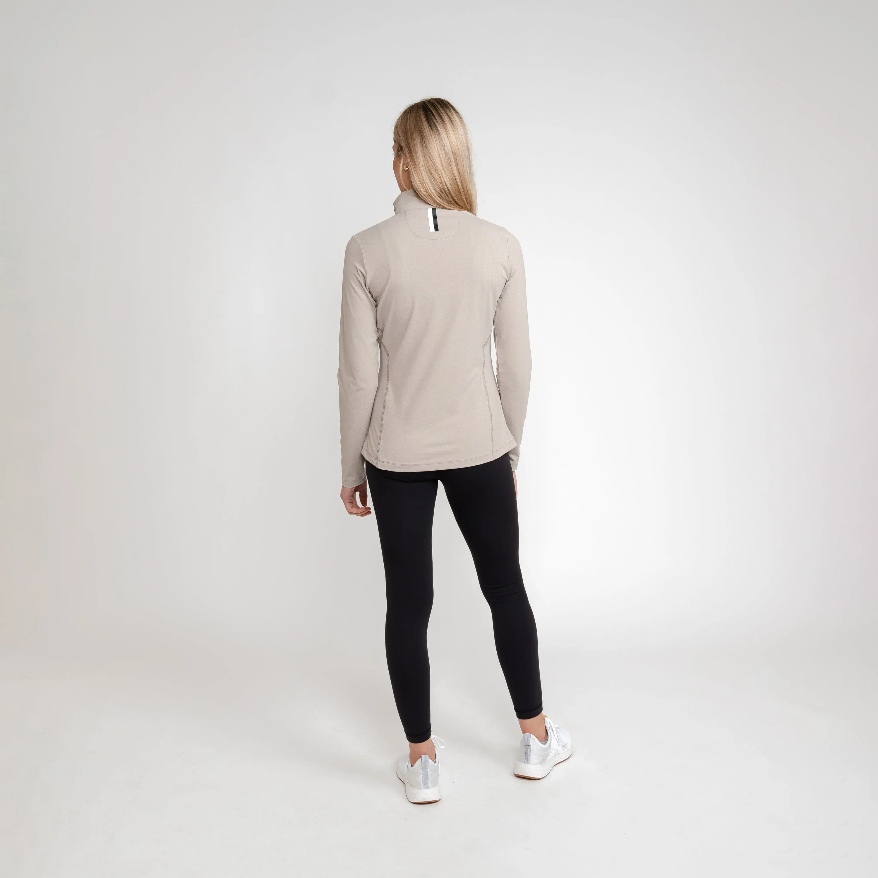 Heather Performance Q-Zip | Heather - Hazelnut/Lunar Grey