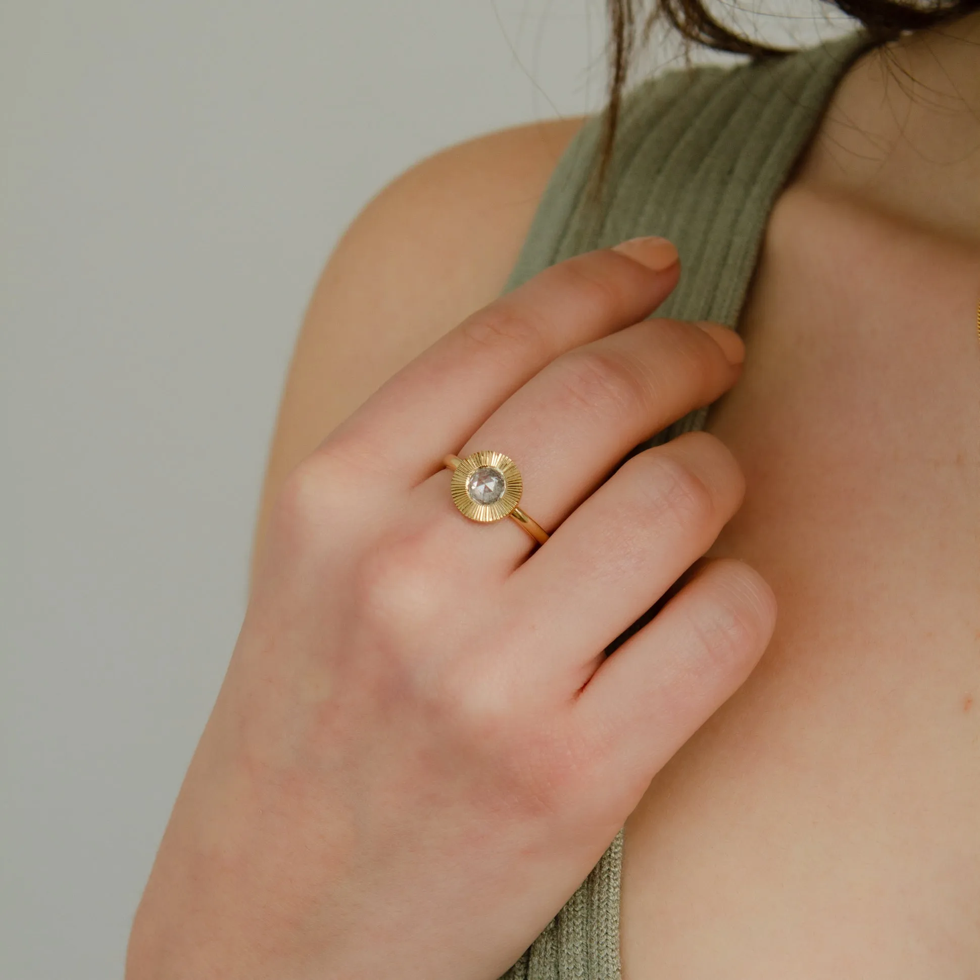 Icy Rose Cut Diamond Aurora Ring
