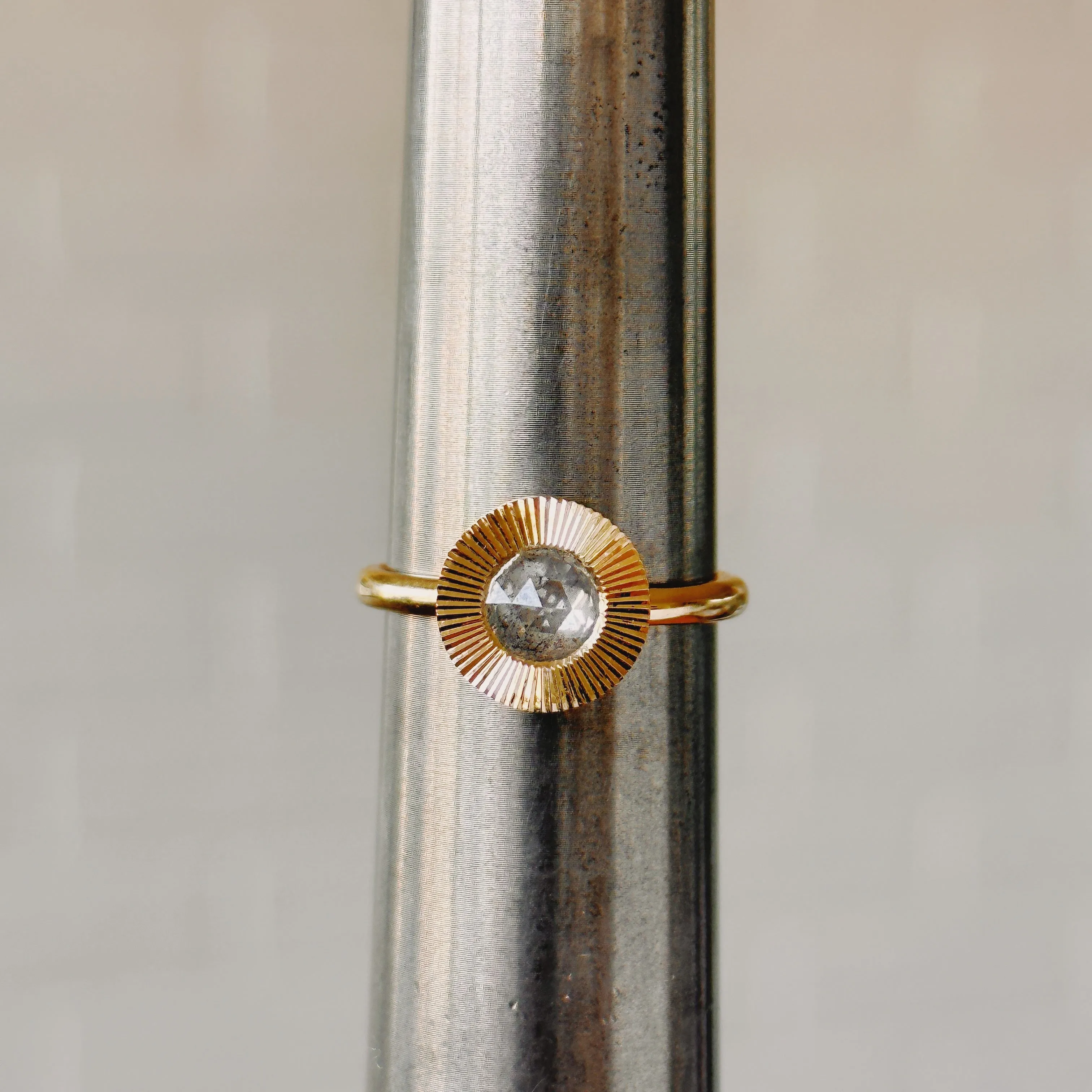 Icy Rose Cut Diamond Aurora Ring
