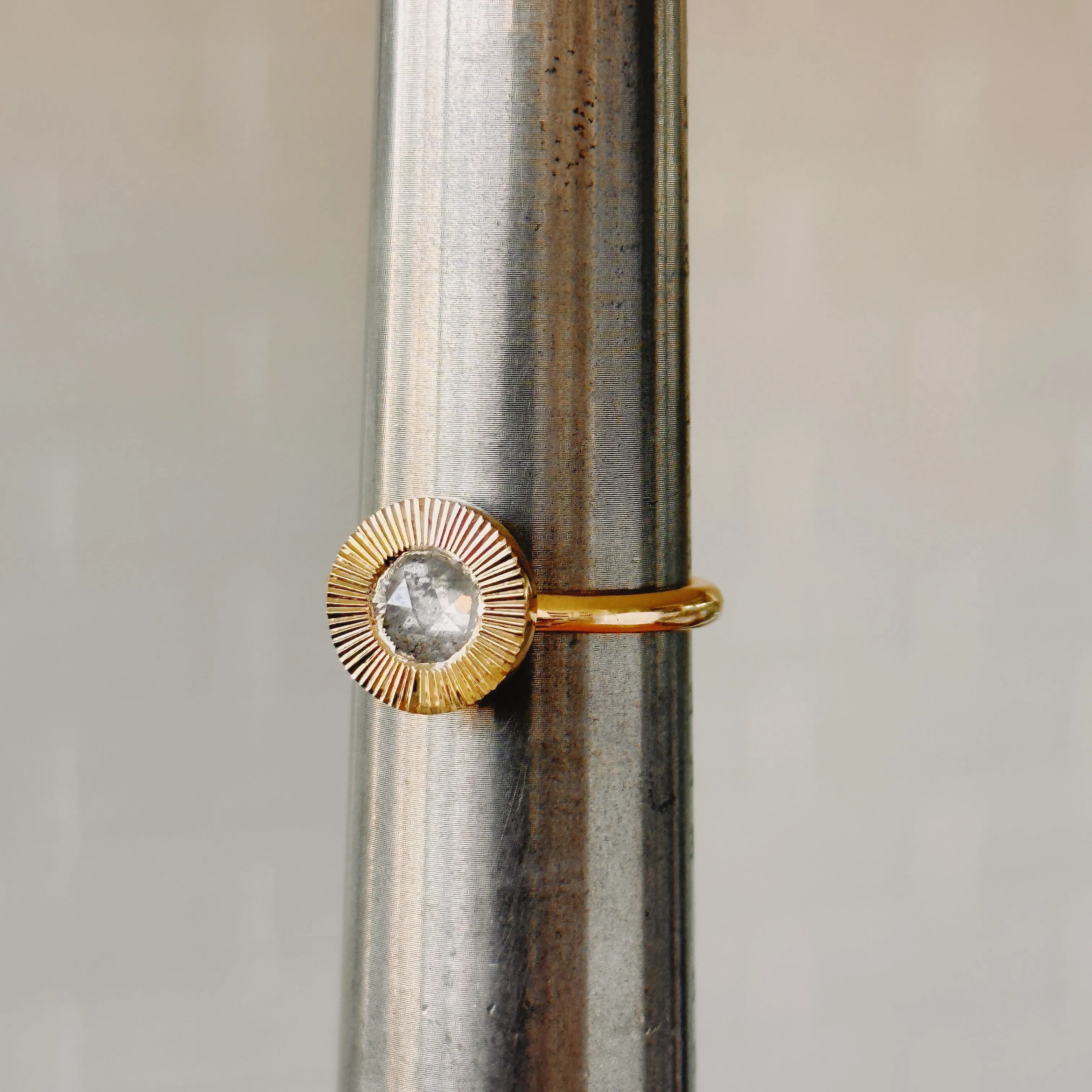 Icy Rose Cut Diamond Aurora Ring