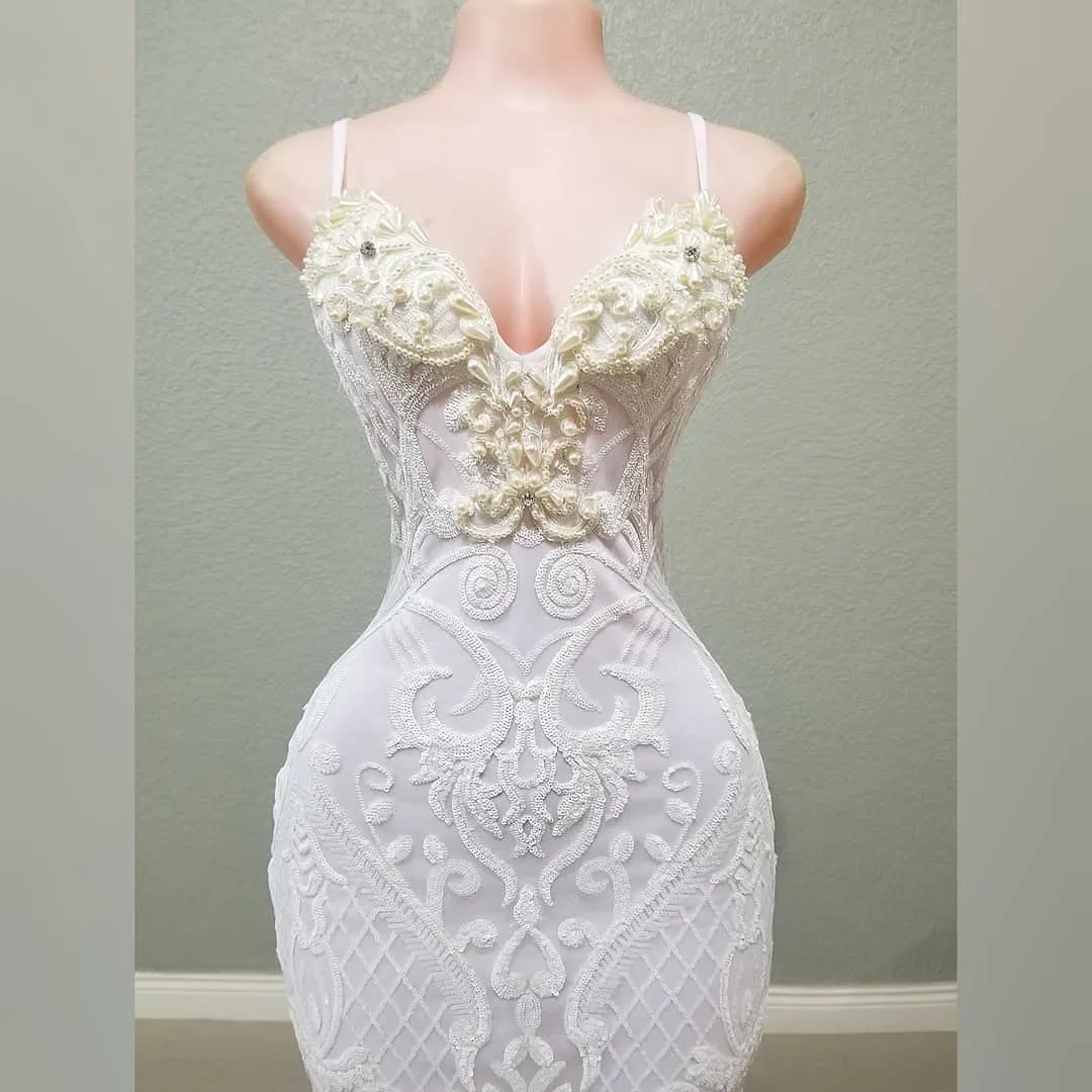 Jazmine Crystal Pearl Mermaid Gown