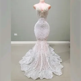 Jazmine Crystal Pearl Mermaid Gown