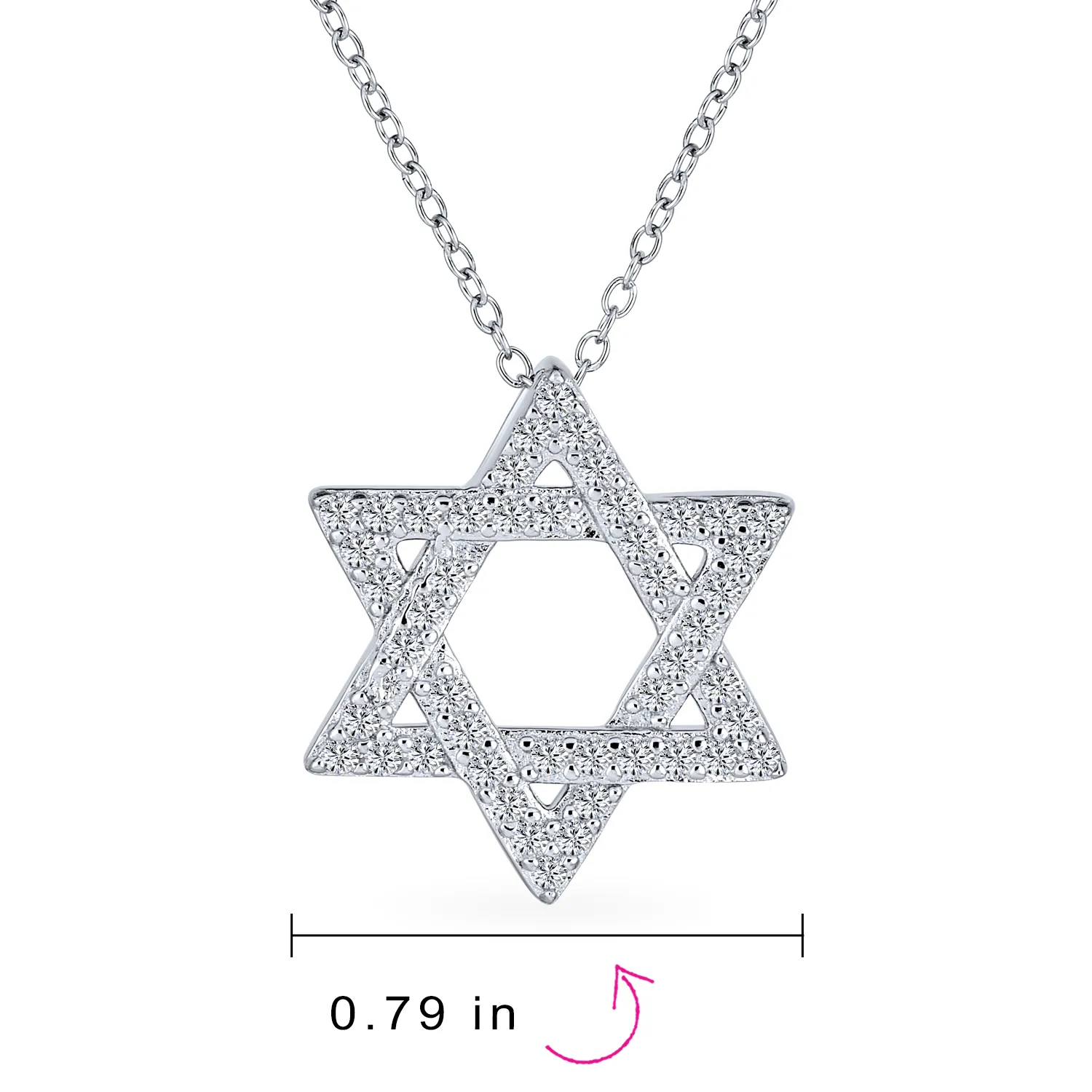 Judaic Hanukkah Color CZ Star David Necklace Pendant 14K Gold Plated .925 Silver