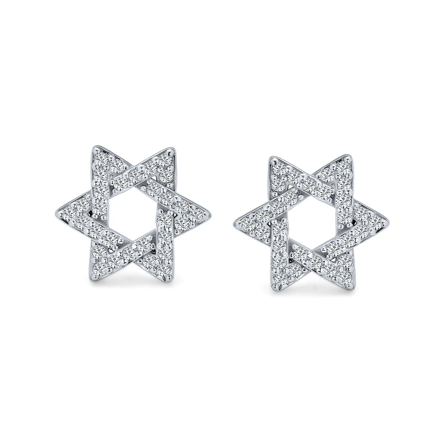 Judaic Hanukkah Color CZ Star David Necklace Pendant 14K Gold Plated .925 Silver