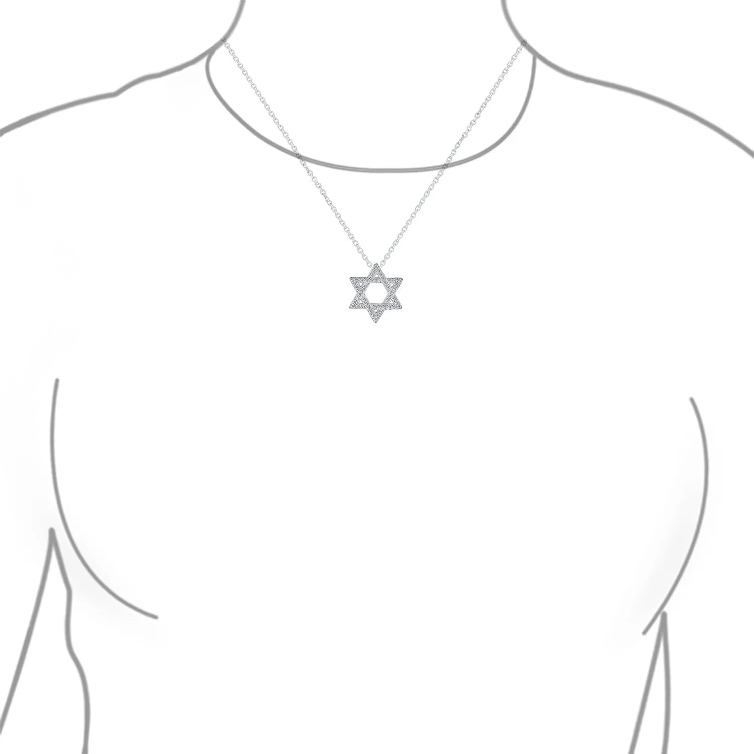 Judaic Hanukkah Color CZ Star David Necklace Pendant 14K Gold Plated .925 Silver