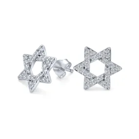 Judaic Hanukkah Color CZ Star David Necklace Pendant 14K Gold Plated .925 Silver