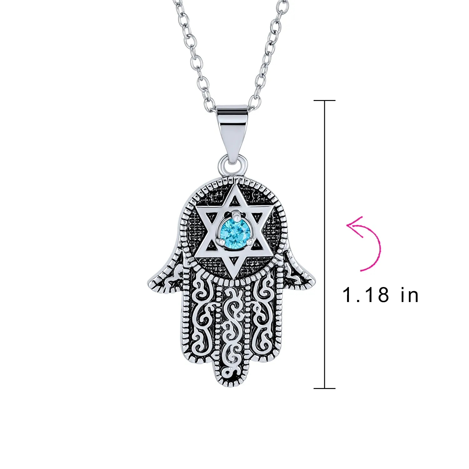 Judaic Hanukkah Color CZ Star David Necklace Pendant 14K Gold Plated .925 Silver