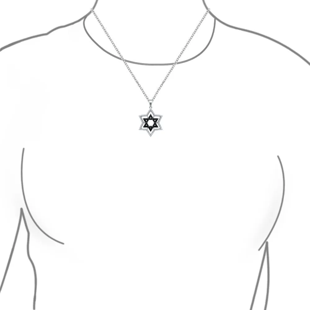 Judaic Hanukkah Color CZ Star David Necklace Pendant 14K Gold Plated .925 Silver