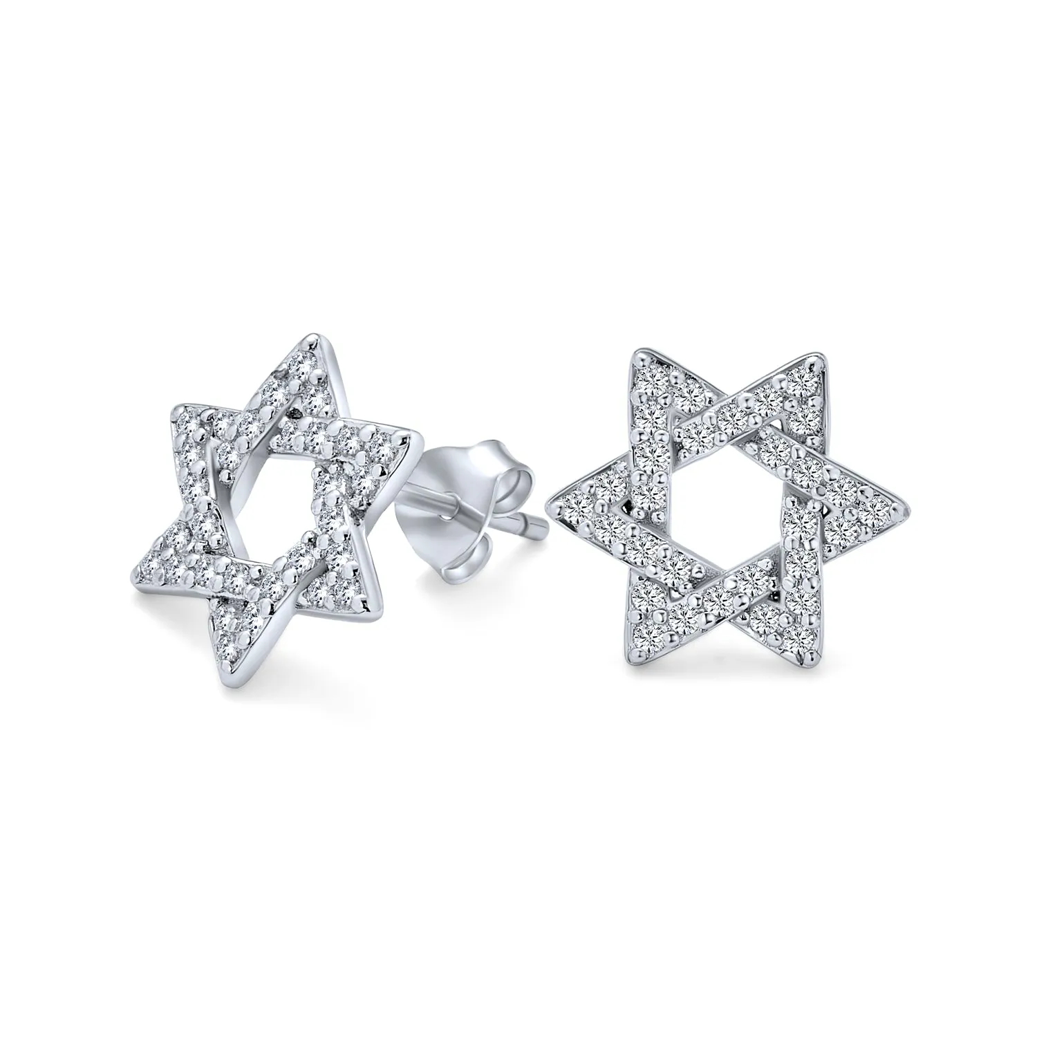 Judaic Hanukkah Color CZ Star David Necklace Pendant 14K Gold Plated .925 Silver