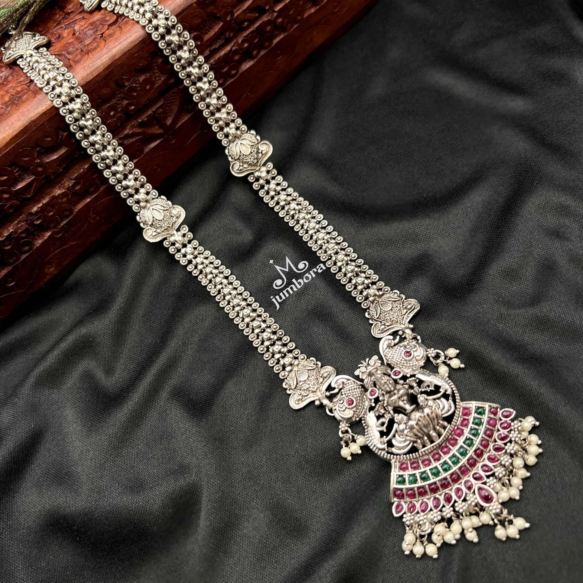 Lakshmi Oxidized German Silver Kemp Necklace Set