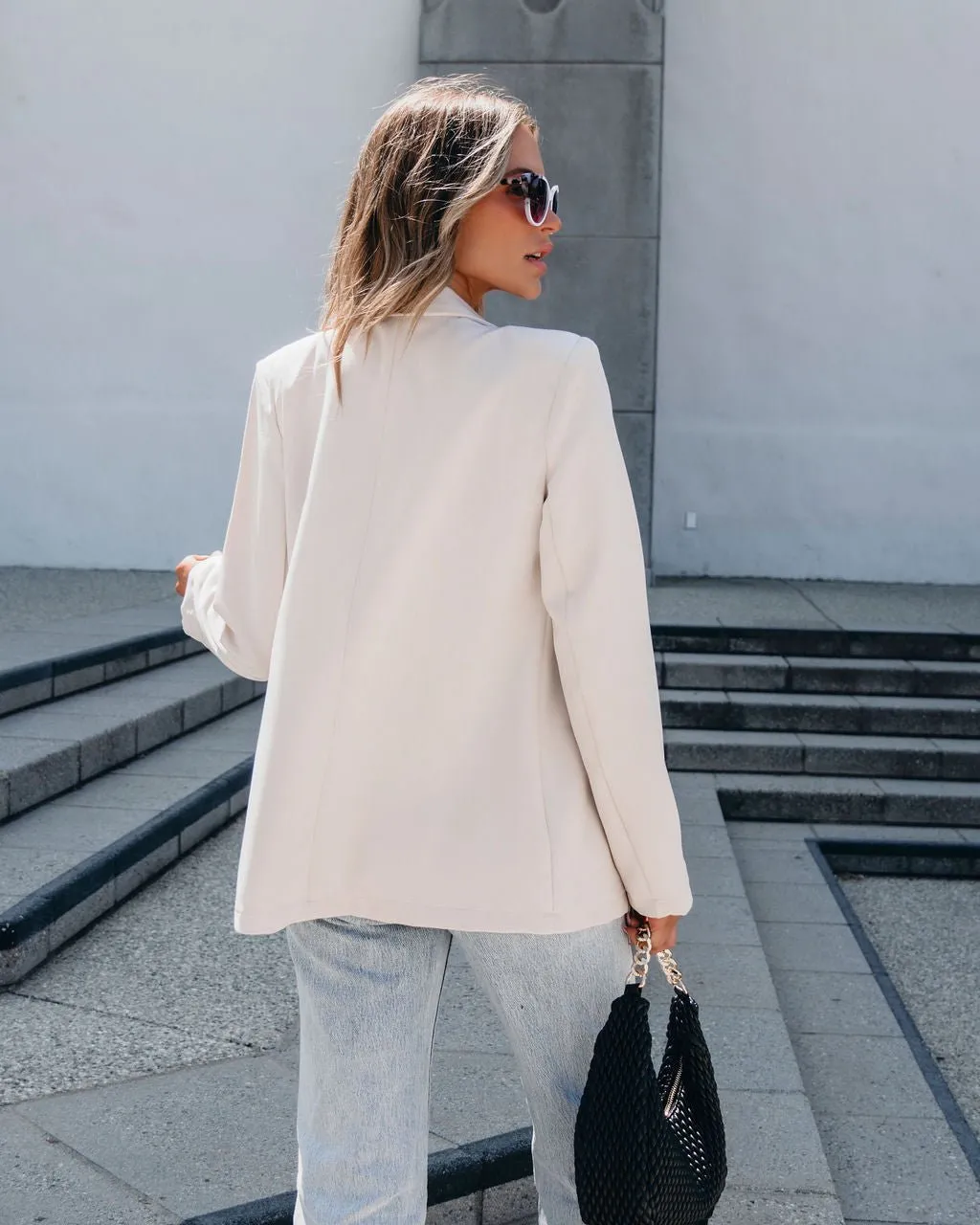 Light Khaki Double Breasted Blazer Jacket