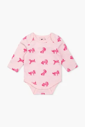 Long Sleeve Jack   Jill Bodysuit_Pink Unicorns