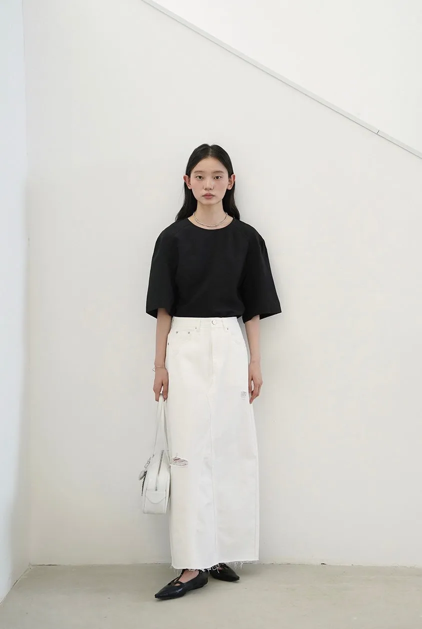 Nancy Distressed Denim Skirt