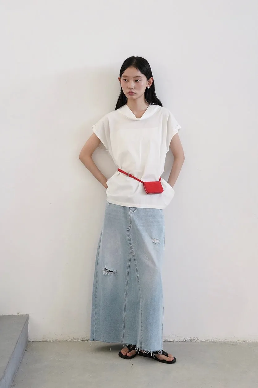 Nancy Distressed Denim Skirt