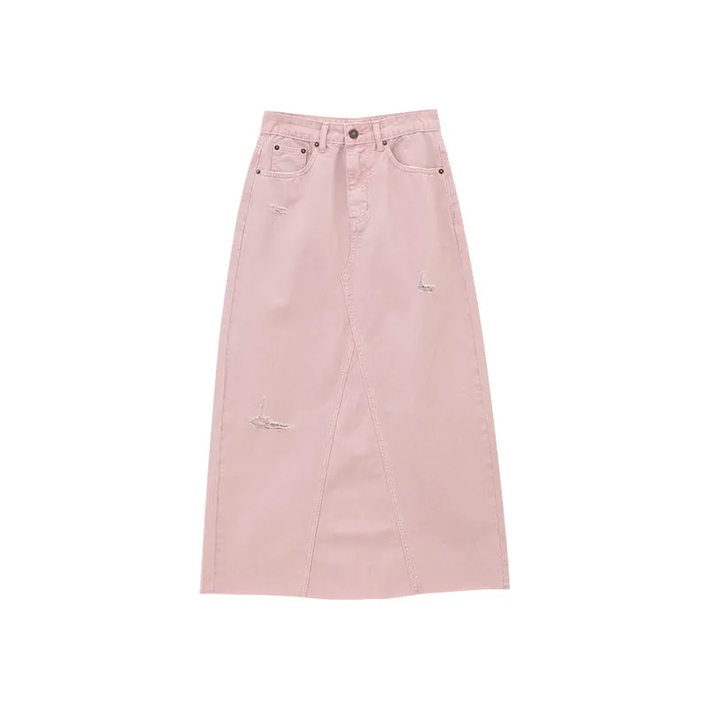 Nancy Distressed Denim Skirt