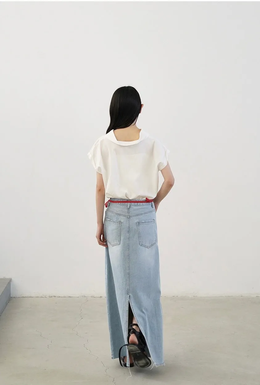 Nancy Distressed Denim Skirt