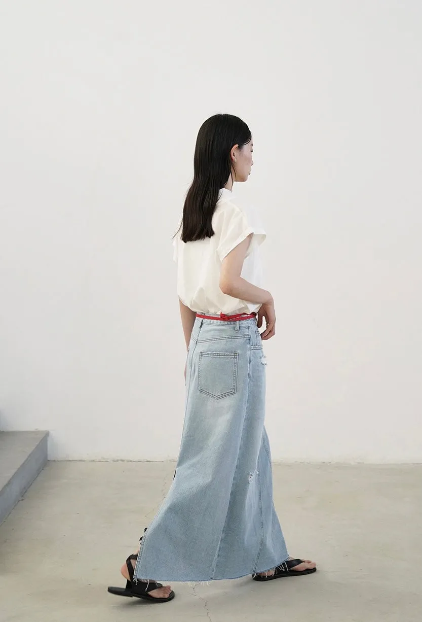 Nancy Distressed Denim Skirt
