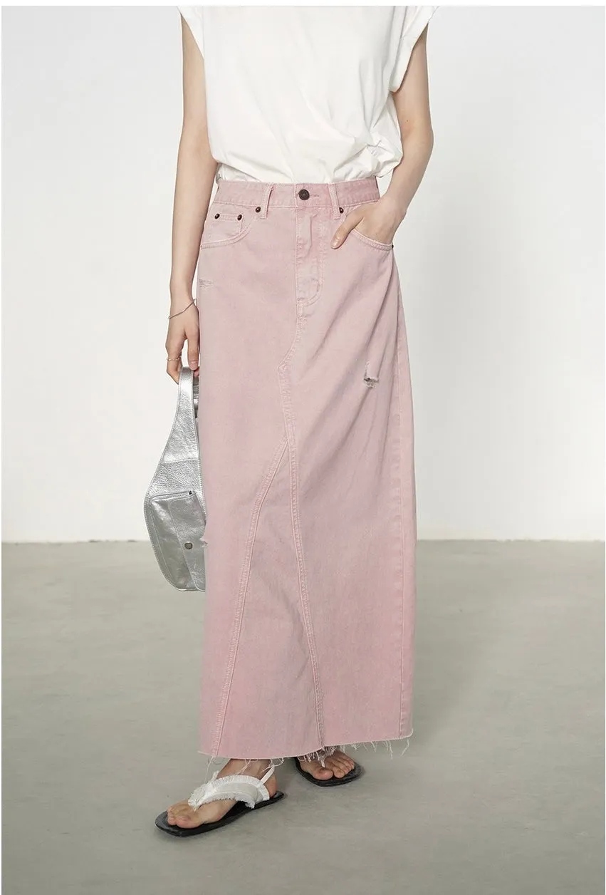 Nancy Distressed Denim Skirt