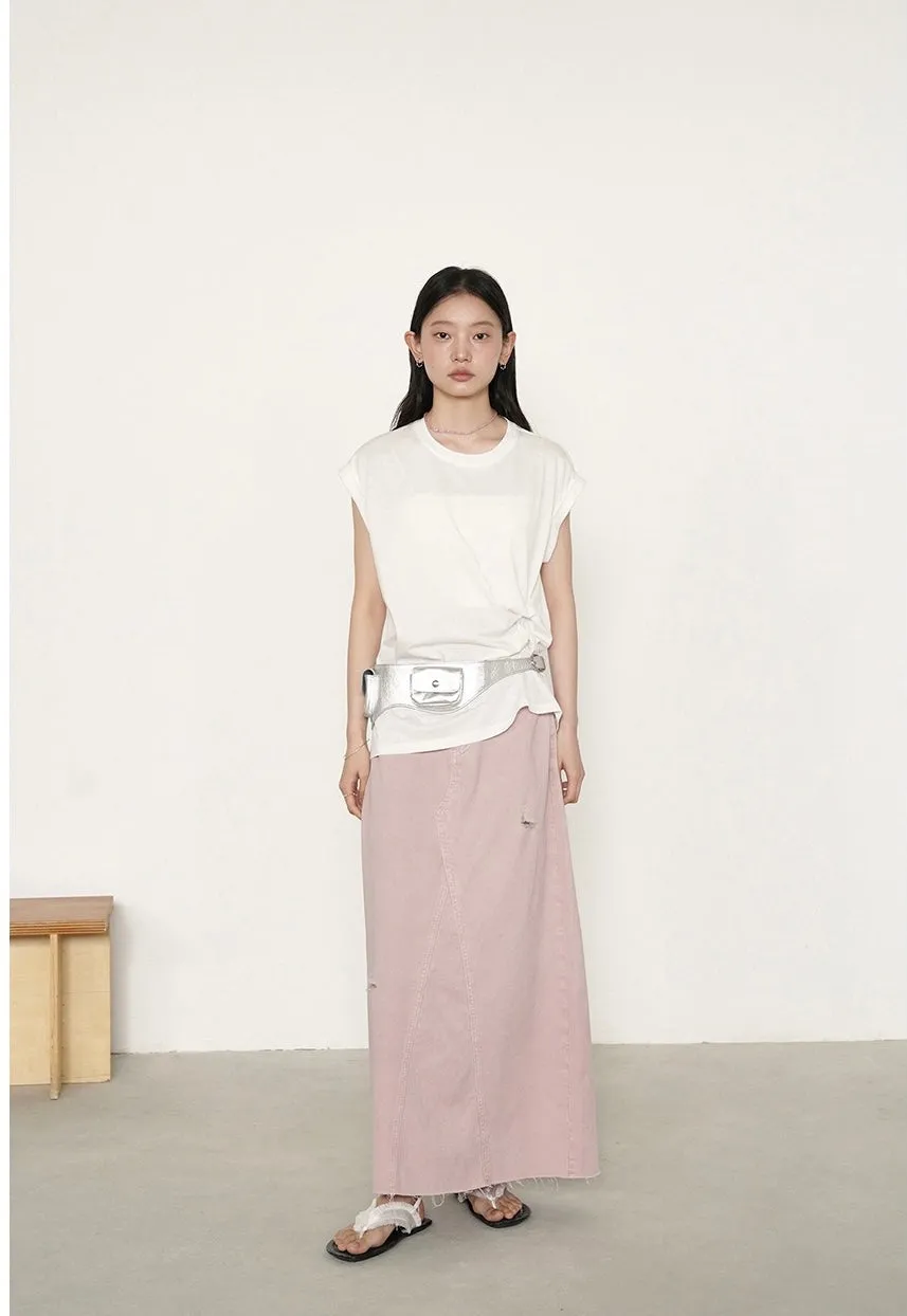 Nancy Distressed Denim Skirt