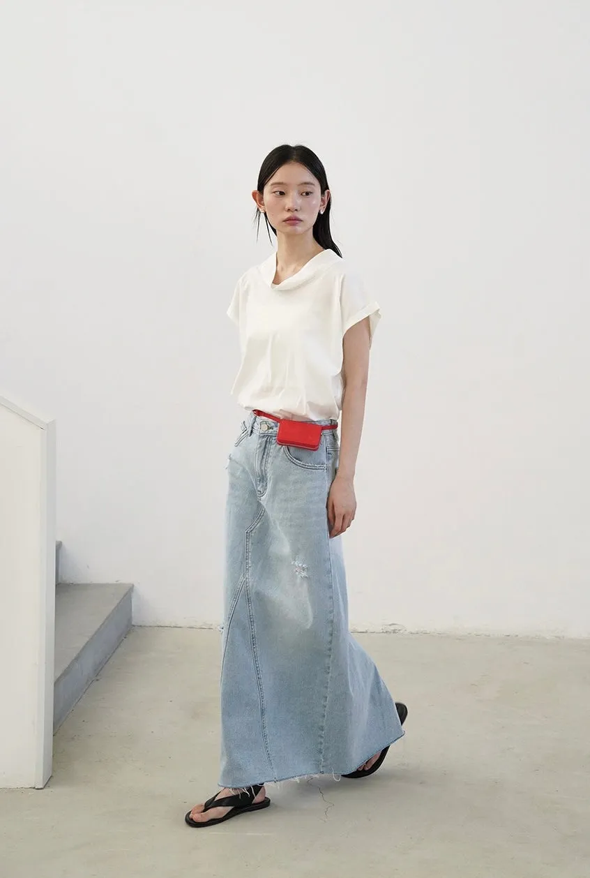 Nancy Distressed Denim Skirt