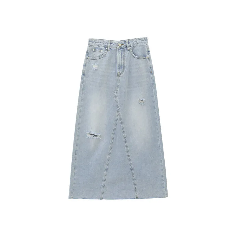 Nancy Distressed Denim Skirt